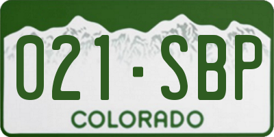 CO license plate 021SBP