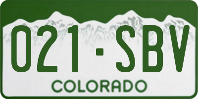 CO license plate 021SBV