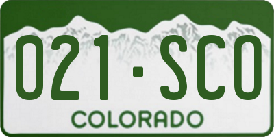 CO license plate 021SCO