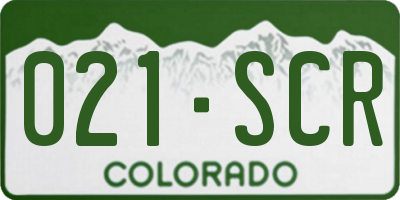 CO license plate 021SCR