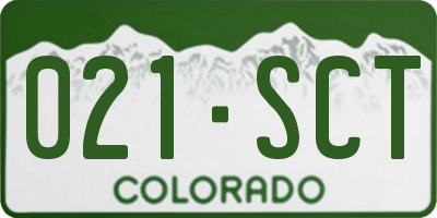 CO license plate 021SCT