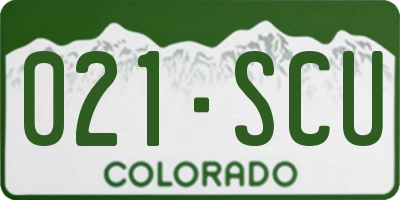 CO license plate 021SCU