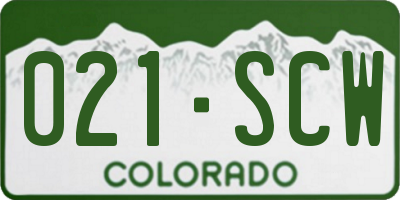 CO license plate 021SCW