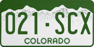 CO license plate 021SCX