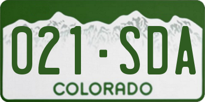 CO license plate 021SDA