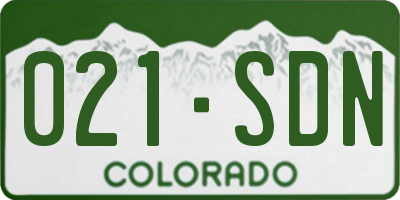 CO license plate 021SDN