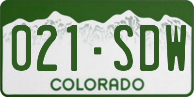 CO license plate 021SDW