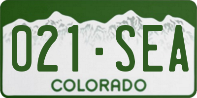 CO license plate 021SEA