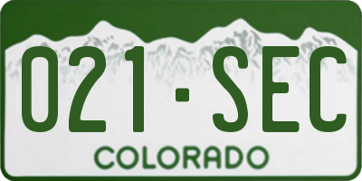 CO license plate 021SEC