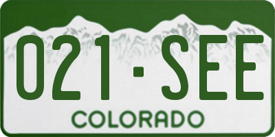 CO license plate 021SEE