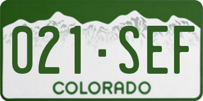 CO license plate 021SEF