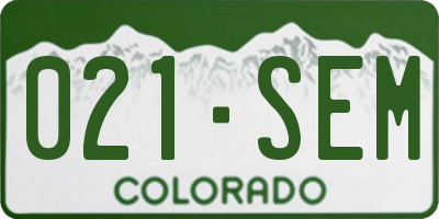 CO license plate 021SEM