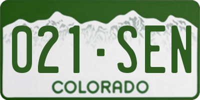 CO license plate 021SEN