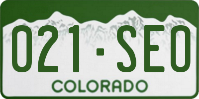 CO license plate 021SEO