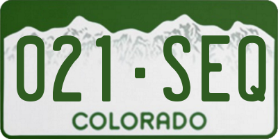 CO license plate 021SEQ