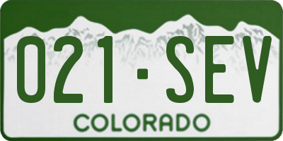 CO license plate 021SEV