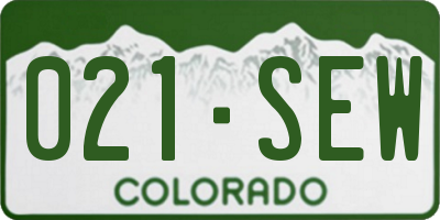 CO license plate 021SEW