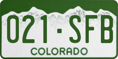 CO license plate 021SFB