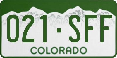 CO license plate 021SFF
