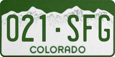 CO license plate 021SFG