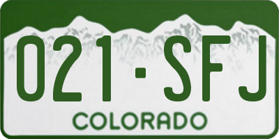 CO license plate 021SFJ
