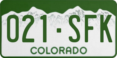 CO license plate 021SFK
