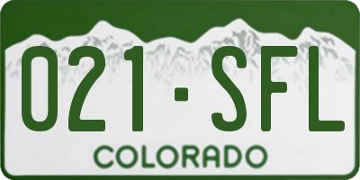 CO license plate 021SFL
