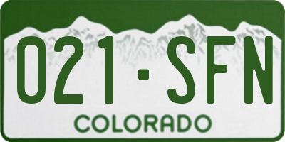 CO license plate 021SFN