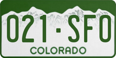 CO license plate 021SFO