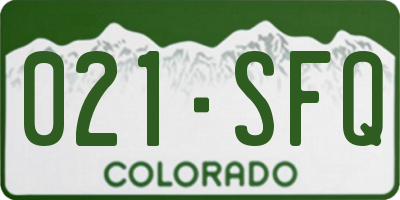 CO license plate 021SFQ
