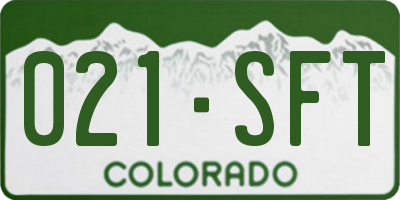 CO license plate 021SFT