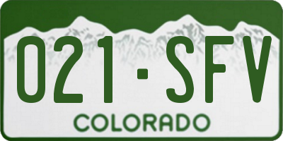 CO license plate 021SFV