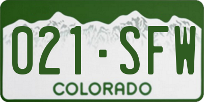 CO license plate 021SFW