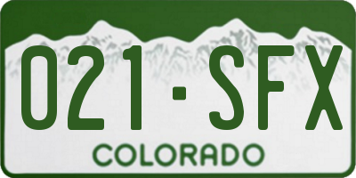 CO license plate 021SFX