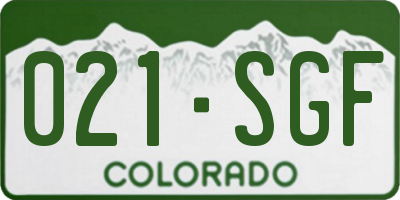 CO license plate 021SGF