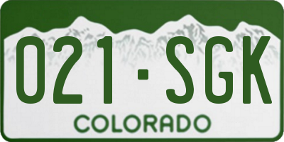 CO license plate 021SGK