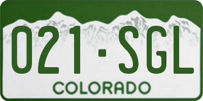 CO license plate 021SGL