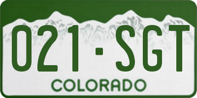CO license plate 021SGT