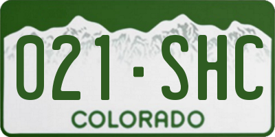 CO license plate 021SHC
