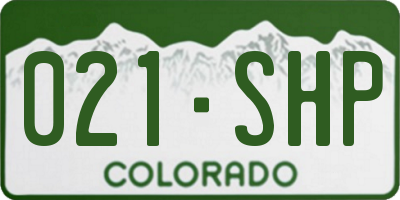 CO license plate 021SHP
