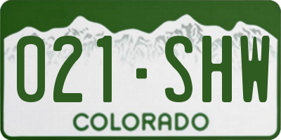 CO license plate 021SHW