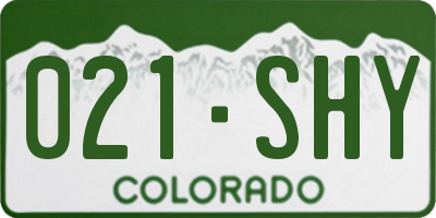 CO license plate 021SHY