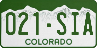 CO license plate 021SIA