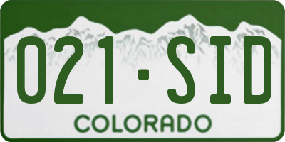 CO license plate 021SID