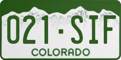 CO license plate 021SIF