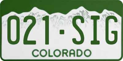 CO license plate 021SIG