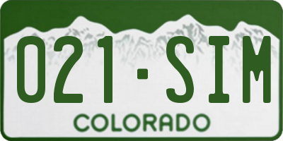 CO license plate 021SIM