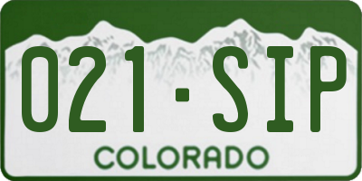CO license plate 021SIP