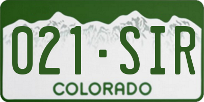 CO license plate 021SIR