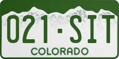 CO license plate 021SIT